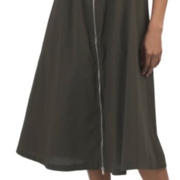 MIAN OLIVE GREEN UTILITY STYLE ZIP FRONT MIDI DRESS! New! L - Picture 4 of 4